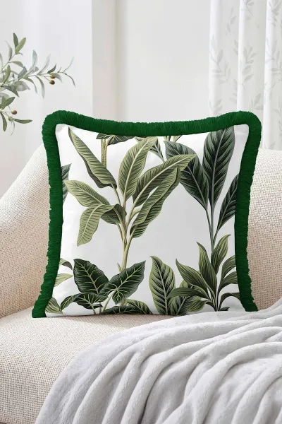 43x43 Cm Dijital Baskılı Fermuarlı Çift Taraflı Saçaklı Kırlent Kılıfı 483398