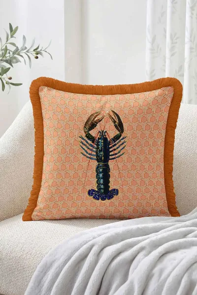 43x43 Cm Dijital Baskılı Fermuarlı Çift Taraflı Saçaklı Kırlent Kılıfı 483400