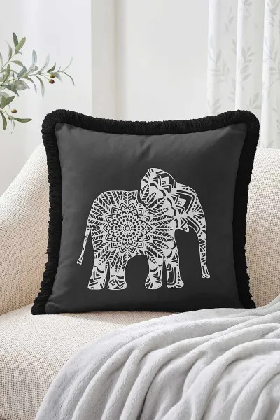 43x43 Cm Dijital Baskılı Fermuarlı Çift Taraflı Saçaklı Kırlent Kılıfı 483418