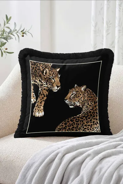 43x43 Cm Dijital Baskılı Fermuarlı Çift Taraflı Saçaklı Kırlent Kılıfı 483442