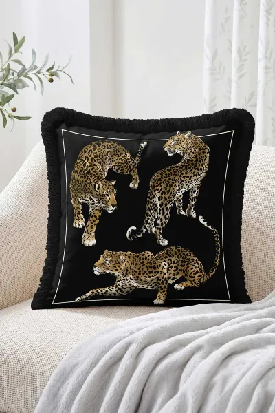 43x43 Cm Dijital Baskılı Fermuarlı Çift Taraflı Saçaklı Kırlent Kılıfı 483443