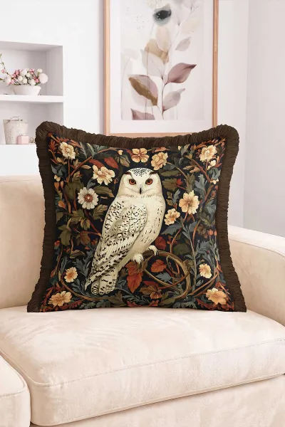 43x43 Cm Dijital Baskılı Fermuarlı Çift Taraflı Saçaklı Kırlent Kılıfı 483449