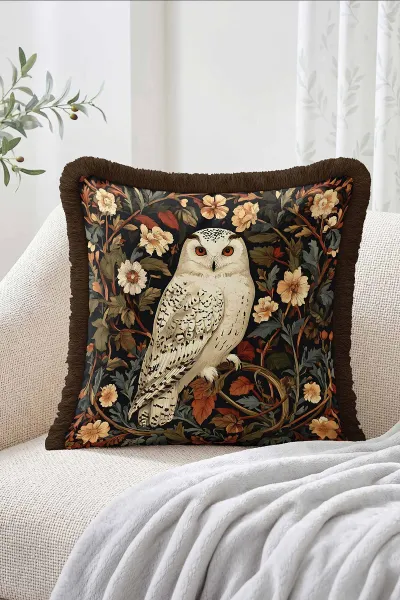 43x43 Cm Dijital Baskılı Fermuarlı Çift Taraflı Saçaklı Kırlent Kılıfı 483449