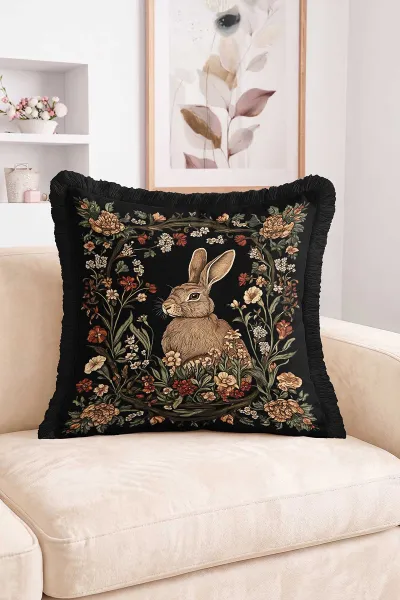43x43 Cm Dijital Baskılı Fermuarlı Çift Taraflı Saçaklı Kırlent Kılıfı 483450
