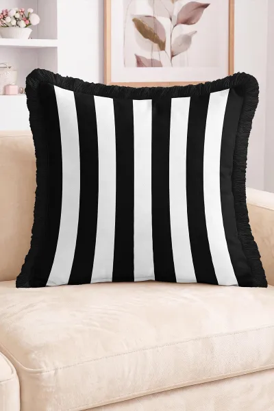 43x43 Cm Dijital Baskılı Fermuarlı Çift Taraflı Saçaklı Kırlent Kılıfı 483452
