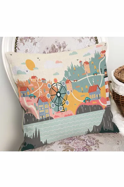 43x43 Dijital Baskılı Fermuarlı Modern Kırlent Kılıfı 308672