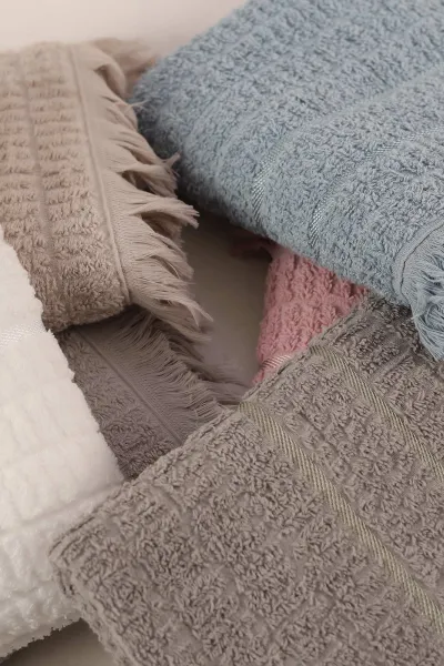 50x85 Cm 6'lı Çizgili Saçaklı Bursa El ve Yüz Havlusu Seti 418544