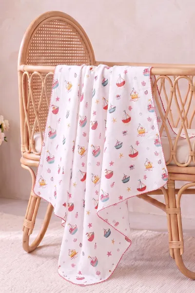 (80*90 cm) Kenarı Oyalı Tek Kat Karışık Desen Müslin Bebek Battaniye 488488