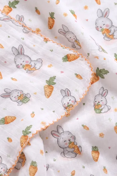 (80*90 cm) Kenarı Oyalı Tek Kat Karışık Desen Müslin Bebek Battaniye 488497