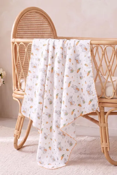 (80*90 cm) Kenarı Oyalı Tek Kat Karışık Desen Müslin Bebek Battaniye 488497