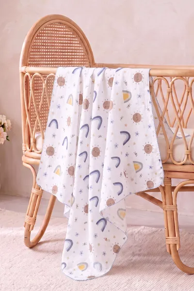 (80*90 cm) Kenarı Oyalı Tek Kat Karışık Desen Müslin Bebek Battaniye 488499