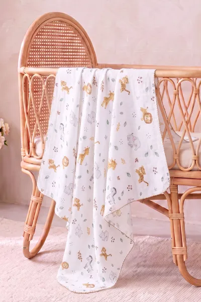 (80*90 cm) Kenarı Oyalı Tek Kat Karışık Desen Müslin Bebek Battaniye 488500