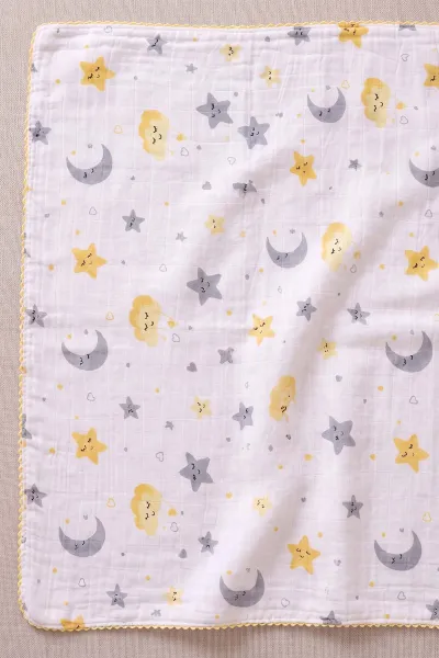 (80*90 cm) Kenarı Oyalı Tek Kat Karışık Desen Müslin Bebek Battaniye 488502