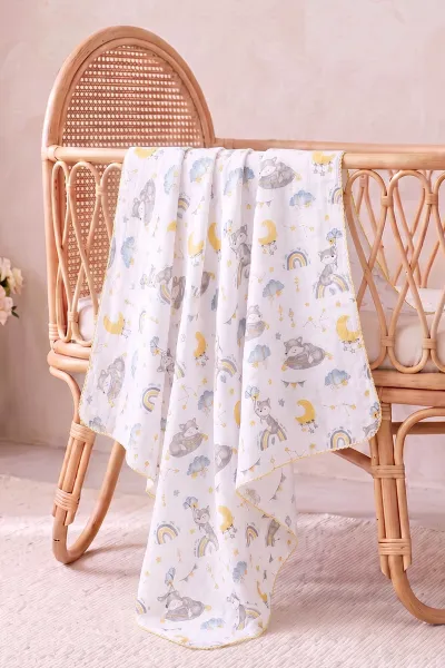 (80*90 cm) Kenarı Oyalı Tek Kat Karışık Desen Müslin Bebek Battaniye 488503