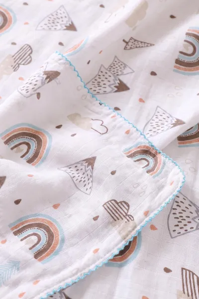 (80*90 cm) Kenarı Oyalı Tek Kat Karışık Desen Müslin Bebek Battaniye 488504