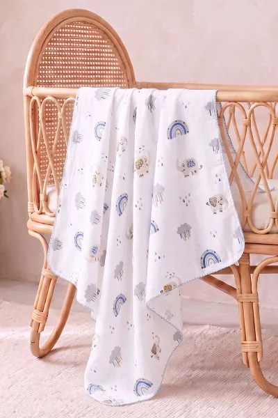(80*90 cm) Kenarı Oyalı Tek Kat Karışık Desen Müslin Bebek Battaniye 488505