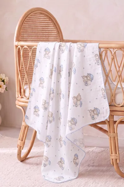 (80*90 cm) Kenarı Oyalı Tek Kat Karışık Desen Müslin Bebek Battaniye 488508