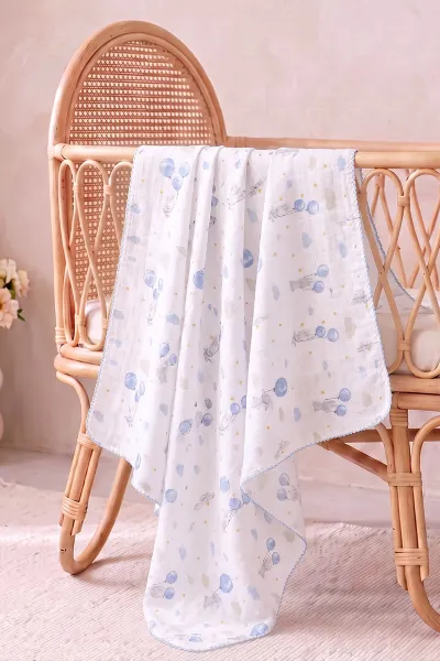 (80*90 cm) Kenarı Oyalı Tek Kat Karışık Desen Müslin Bebek Battaniye 488509