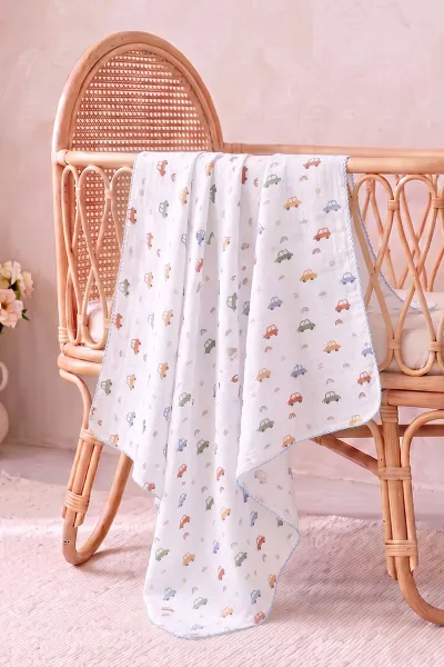 (80*90 cm) Kenarı Oyalı Tek Kat Karışık Desen Müslin Bebek Battaniye 488510
