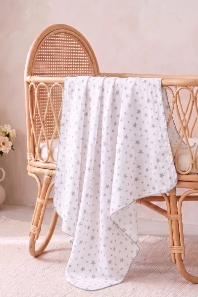 (80*90 cm) Kenarı Oyalı Tek Kat Karışık Desen Müslin Bebek Battaniye 488512