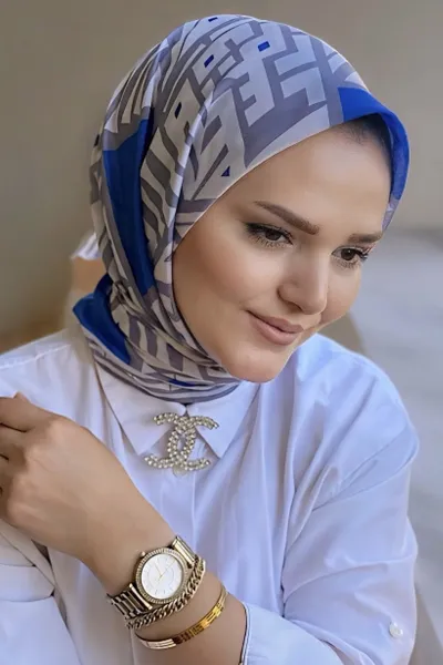 90x90 Baskılı El Dikimi Soft Eşarp 278556