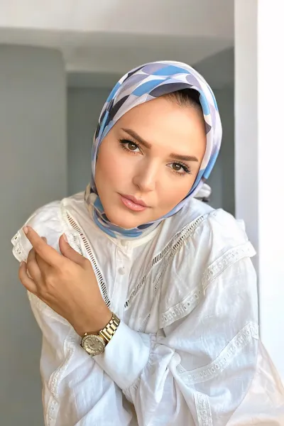 90x90 Baskılı El Dikimi Soft Eşarp 300827