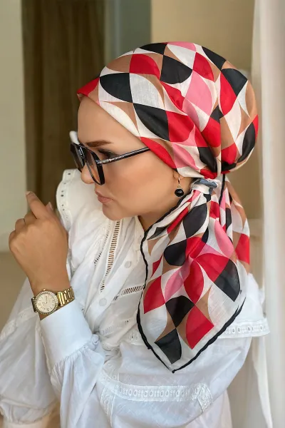 90x90 Baskılı El Dikimi Soft Eşarp 300838