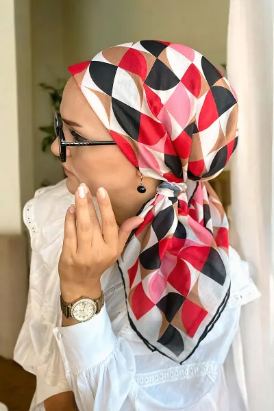 90x90 Baskılı El Dikimi Soft Eşarp 300838