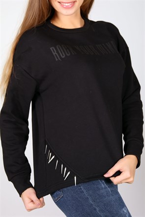 Bisiklet Yaka Siyah Sweat 4611B