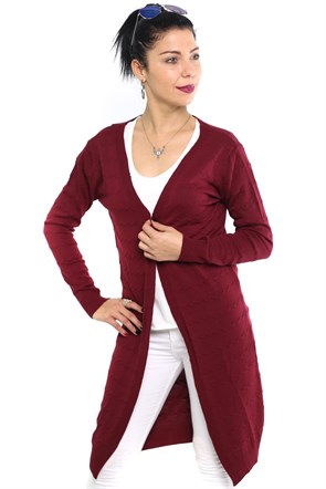 Bordo Triko Hırka  3989B