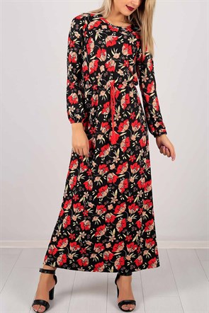 Çiçek Desen Bayan Elbise 6106B