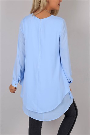 Fırfırlı Mavi Tesettür Tunik 2218B