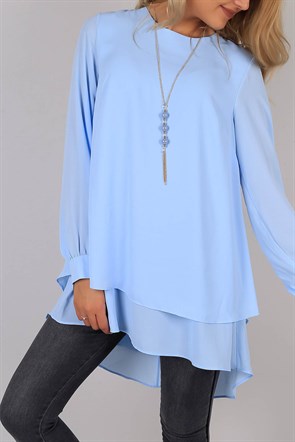 Fırfırlı Mavi Tesettür Tunik 2218B