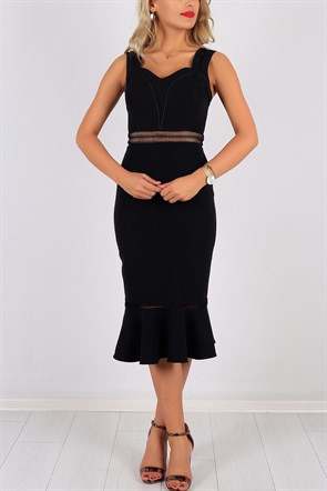 Kalın Askı Siyah Abiye Elbise Modeli 5313B