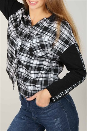 Kapşonlu Kare Desen Sweat 4614B