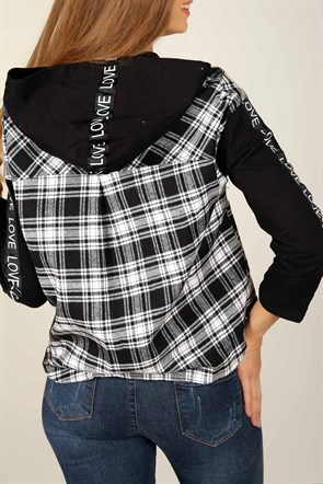 Kapşonlu Kare Desen Sweat 4614B