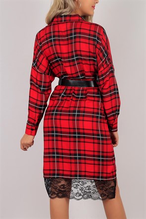 Kare Desen Dantelli Bayan Elbise 5982B