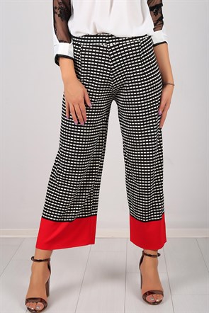 Kare Desen Renkli Paça Bayan Pantolon 6039B