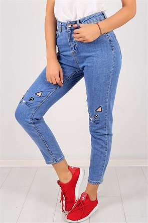 Kedi Desen Bayan Mom Kot Pantolon 5955B
