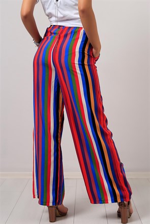 Renk Desenli Bayan Salaş Kumaş Pantolon 7922B