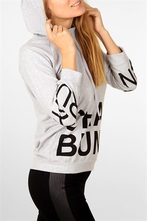 Yazı Baskı Kapşonlu Polar 3773B