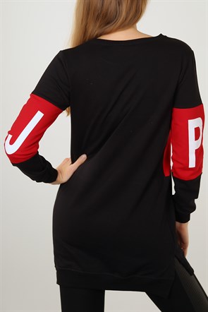 Yazı Baskılı Bisiklet Yaka Uzun Sweat 4665B