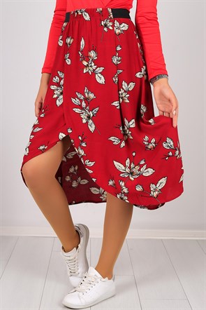 Yırtmaç Detay Astarlı Bordo Etek 5132B