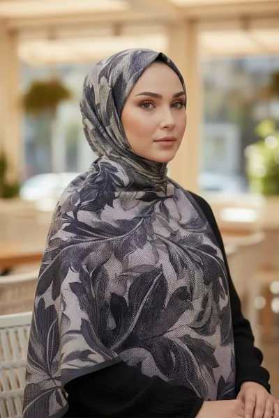 Acı Kahve 180X70 cm Dijital Baskı Jolie Desenli Pamuk Şal 420452