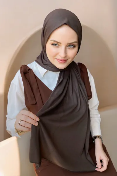 Acı Kahve 75x190 Düz Penye Şal 287354