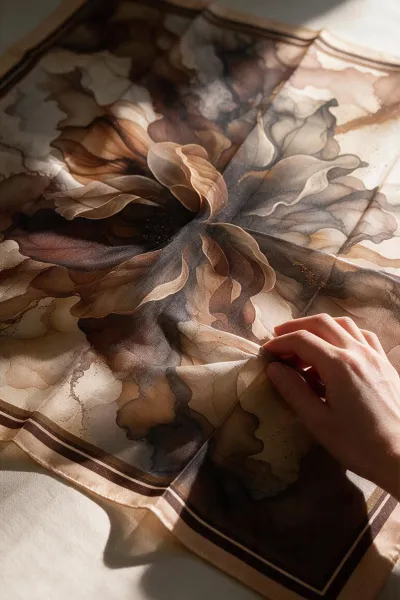 Acı Kahve 90x90 Cm Dijital Baskılı Floria Desen Soft Eşarp 498556