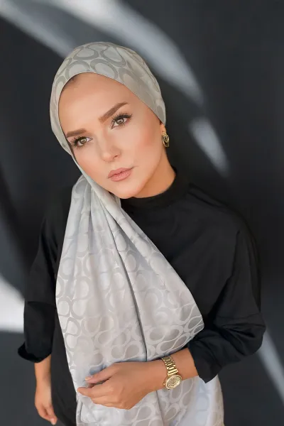 Açık Gri 180x70 Jakar İpeksi Bloom Desen Şal 298202