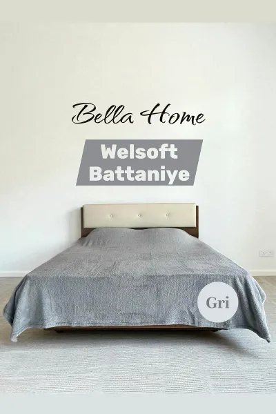Açık Gri 200x220 Cm Bella Home Çift Kişilik Welsoft Battaniye 413199