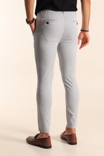 Açık Gri Slim Fit Desenli Erkek Pantolon 198994