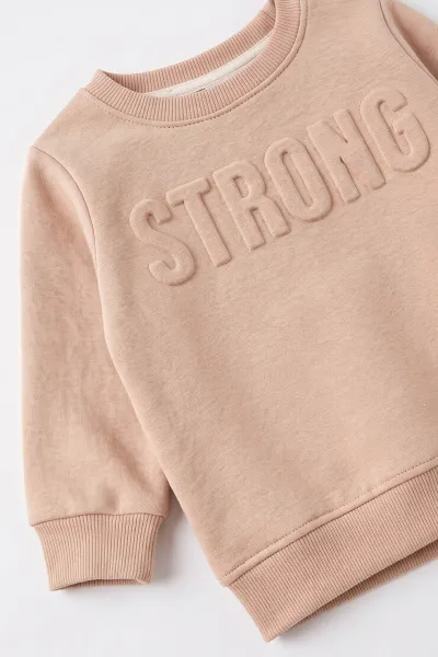 Açık Kahve (6-24 Ay) Strong Kabartma Baskılı Alt Çimalı 3 İp Şardonlu Erkek Bebek Kışlık Takım 495685